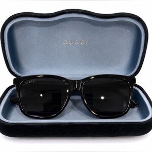 Gucci Black Square Sunglasses with Case & Dust Cleaner | Classic Designer Shades
